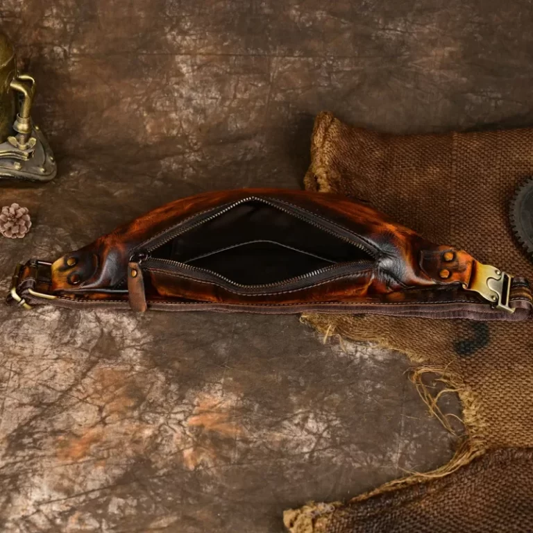 Handgemachte Bauchtasche Leder für Herren – Bild 4