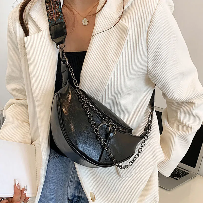 Bauchtasche Schwarz mit Kette – Bild 3